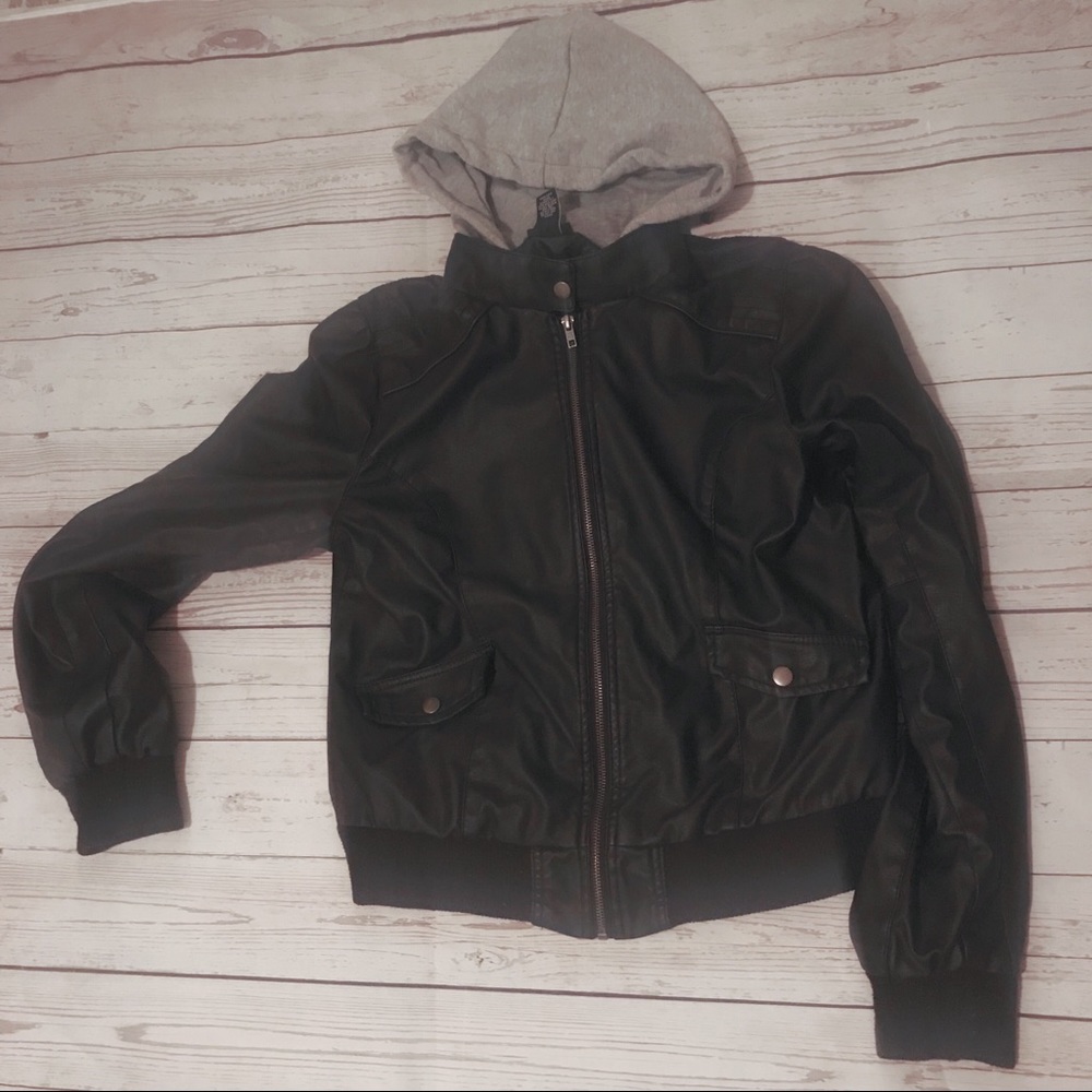 Adorable ladies Moto jacket with hood